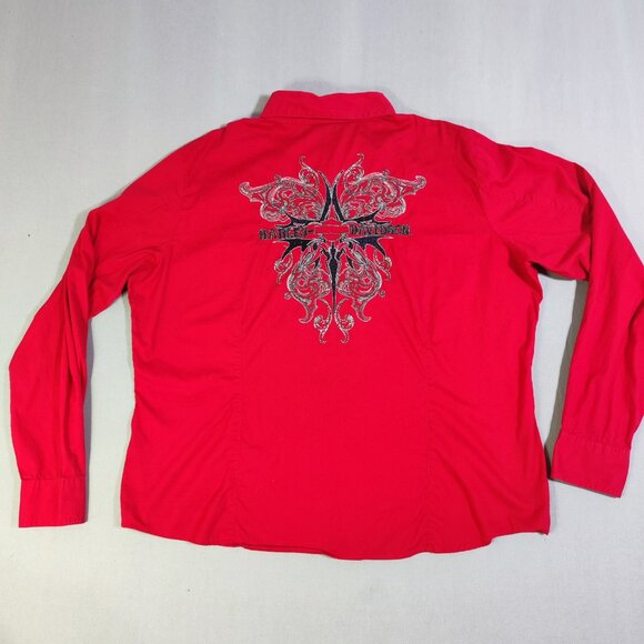 Harley-Davidson western shirt women's XXL red double side decorated, embroidered - Picture 4 of 12